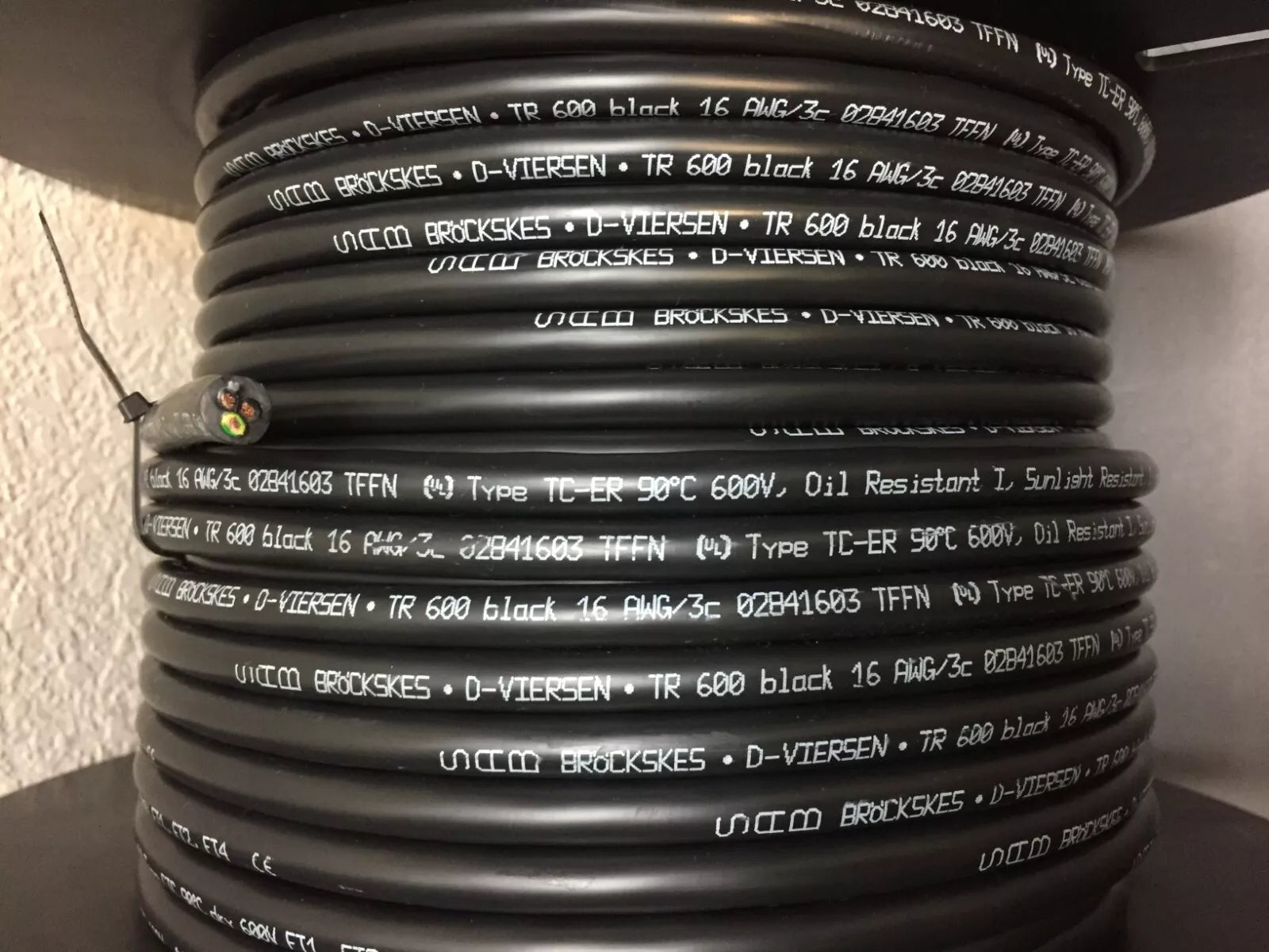 16AWG/3C 90°C Oil & Sunlight Resistant Flexible Tray Cable 150ft