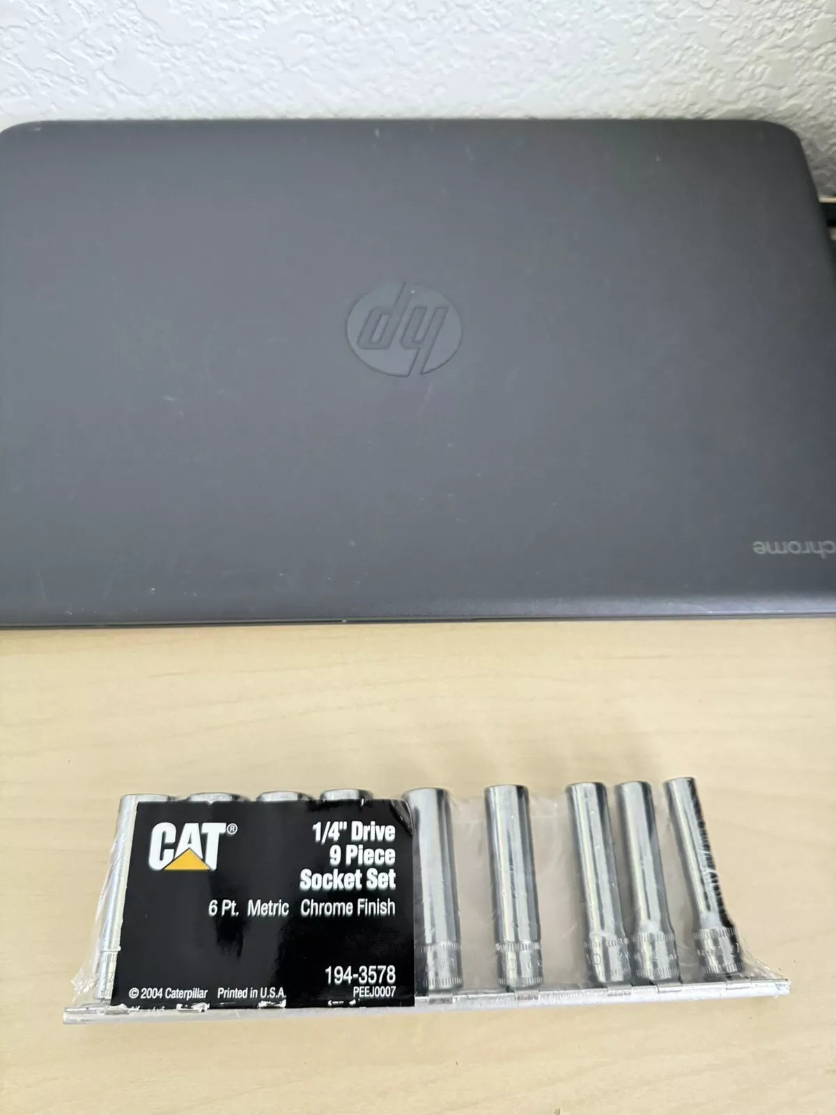 CAT 194-3578 1/4 Drive 9 Piece Socket Set 6 Pt. Metric Chrome Finish
