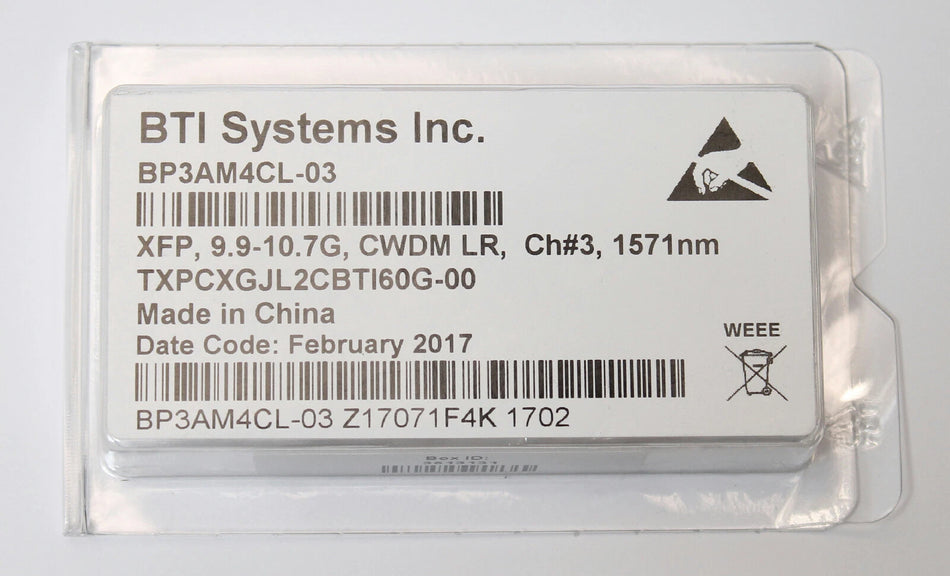 BTI BP3AM4CL-03 XFP Transceiver 9.9-10.7G CWDM LR, Ch#3, 1571nm TXPCXGJL2CBTI60G