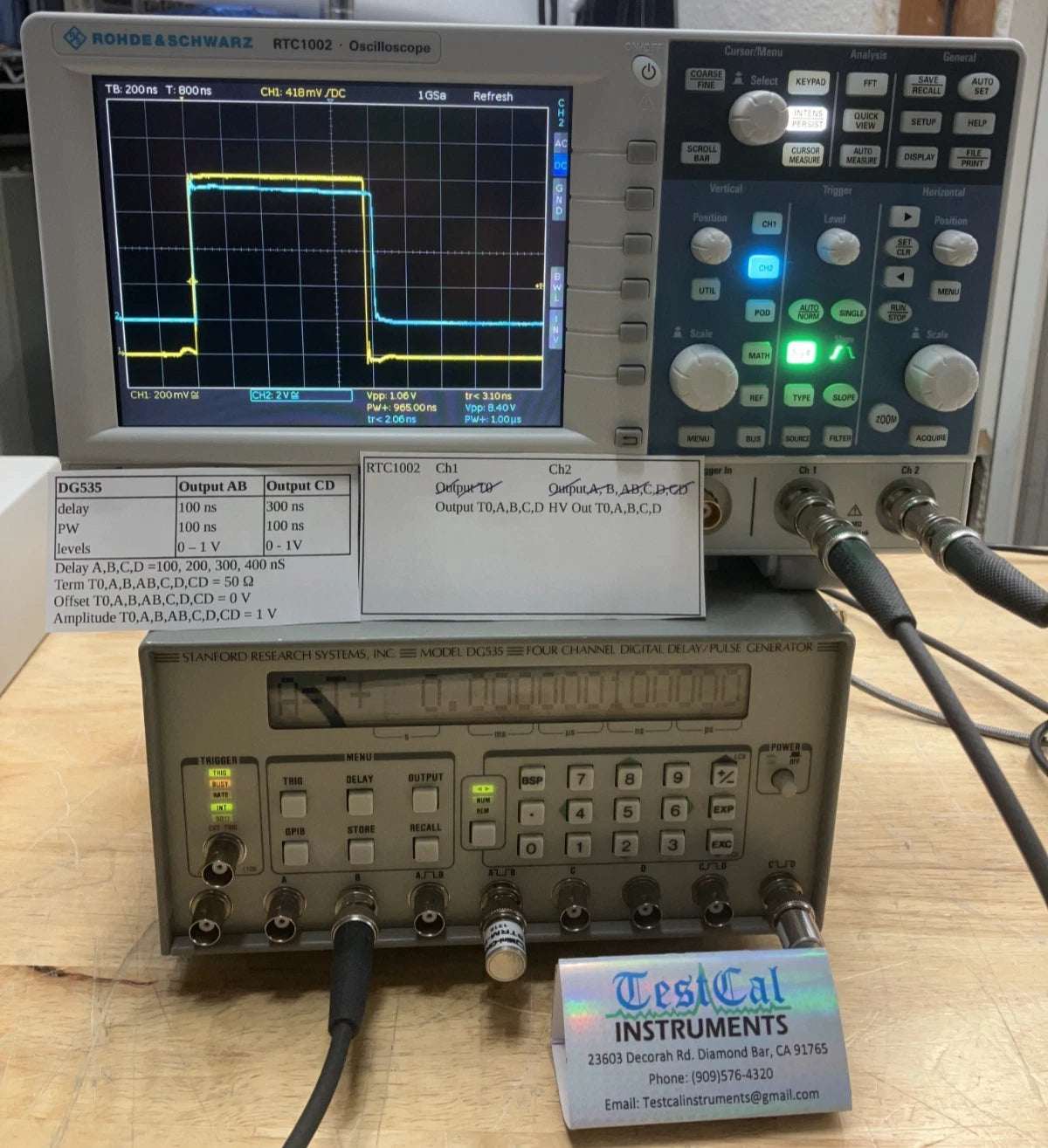 Stanford Research DG535 Delay / Pulse Generator OPT 01, 02, 03. Cal'd with data.