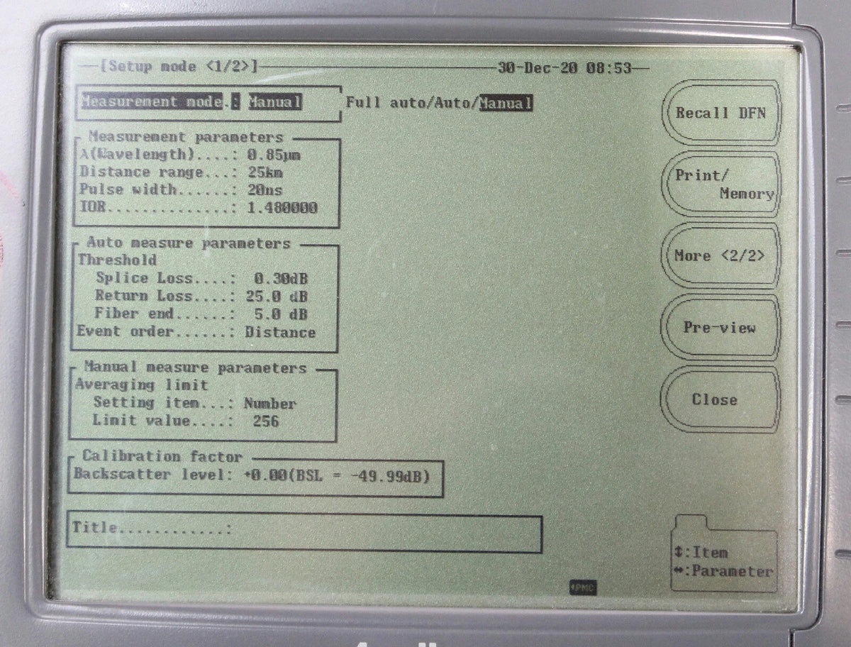 Anritsu MW9070A Optical Time Domain Reflectometer