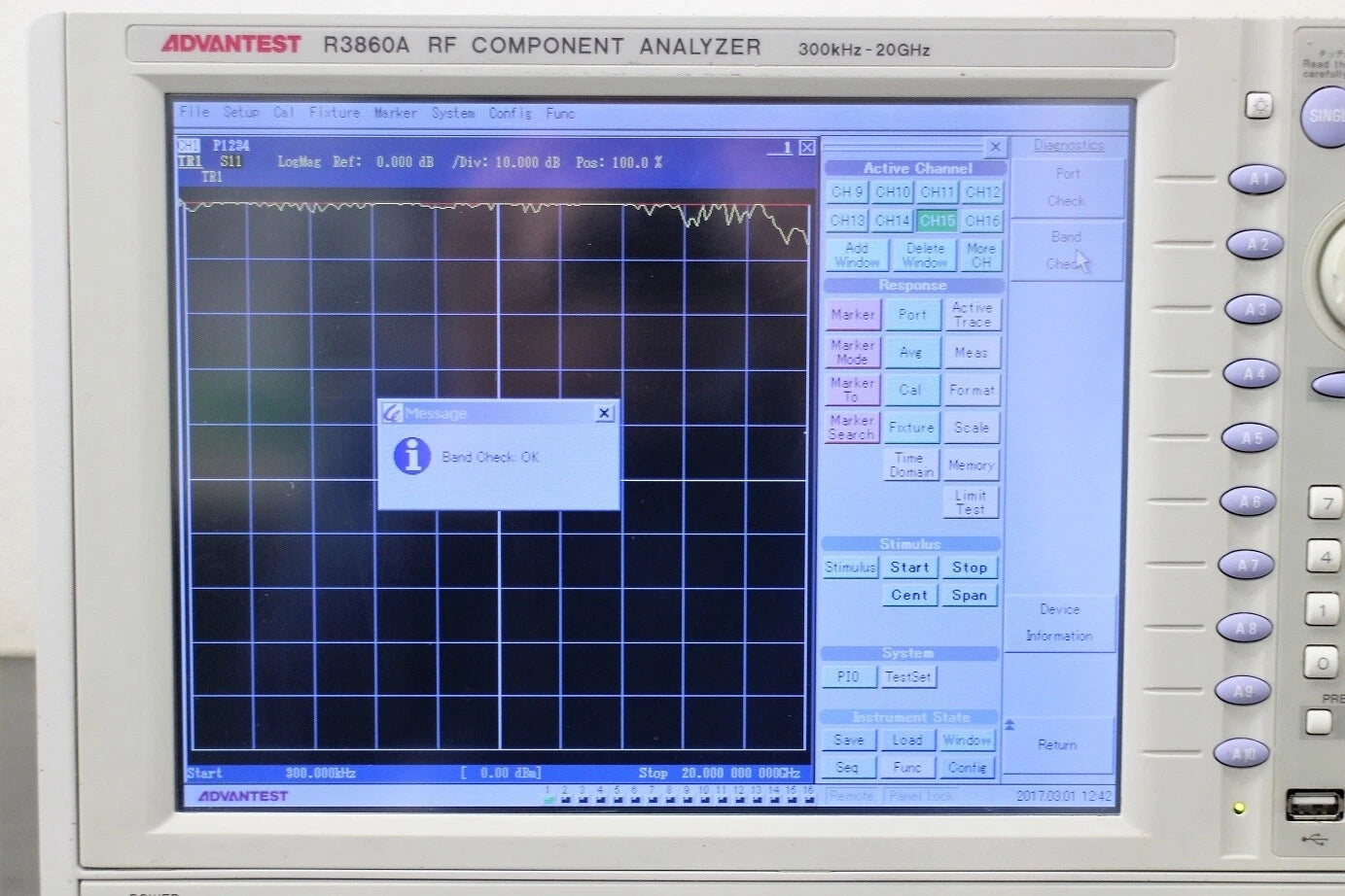 ADVANTEST R3860A/1400-2010 300kHz-20GHz 4-Port Vector Network Analyzer