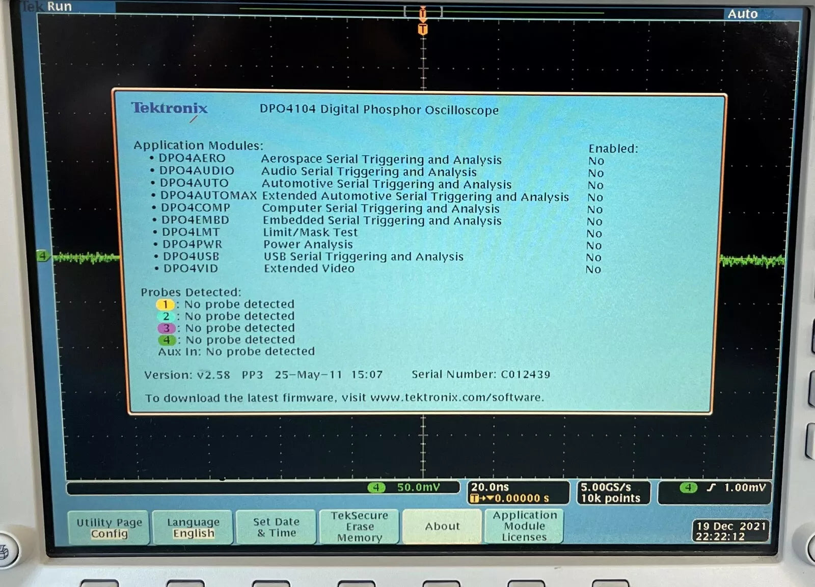 Tektronix DPO4104 4Ch 1GHz Digital Phosphor Oscilloscope