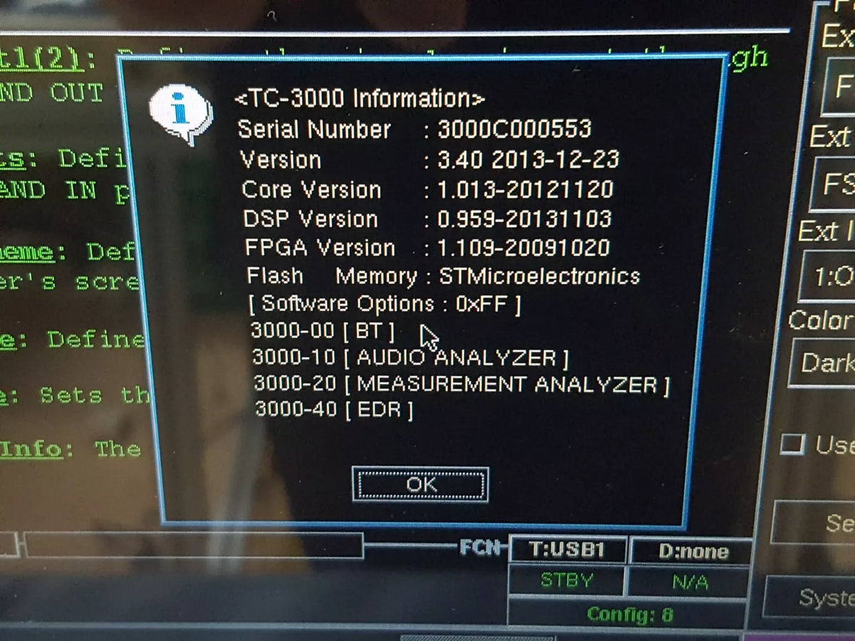Tescom TC-3000C Bluetooth Tester with Optional Modules 00, 10, 20, 40 (0553)
