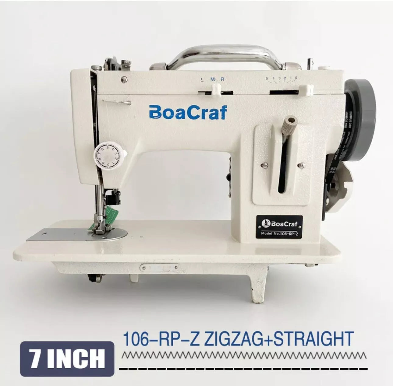 Walking Foot Zigzag Stitch 7'' Inch Arm Sewing Machine for Leather Sewing