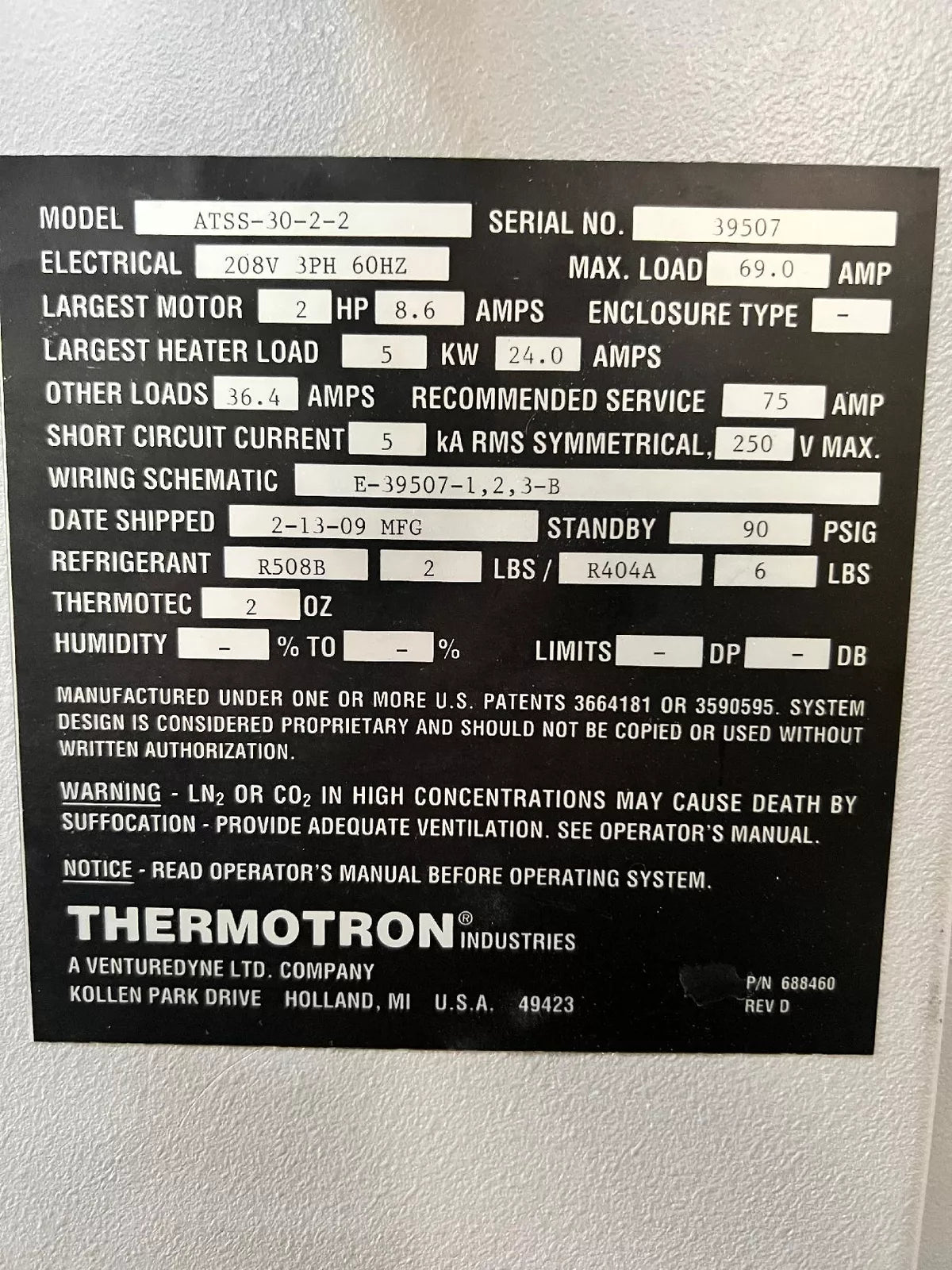 Thermotron ATSS-30-2-2 Thermal Cycling & Thermal Shock Chamber