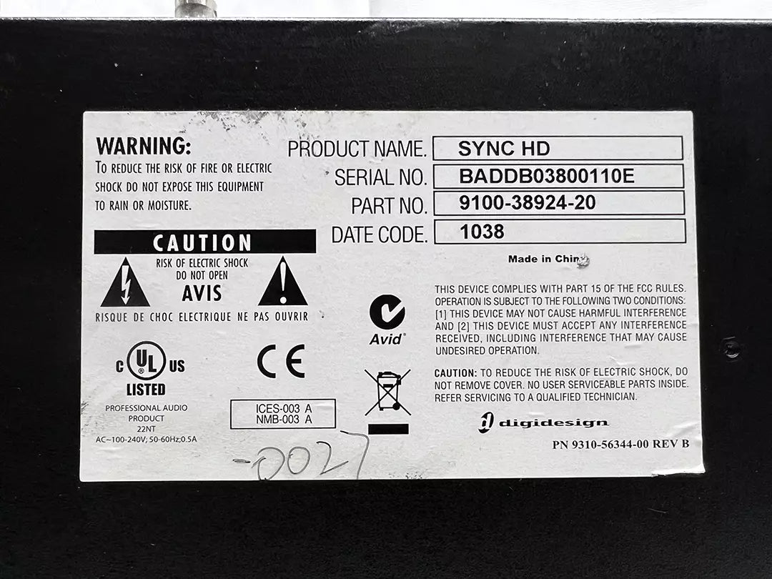 Avid Sync HD Master Clock 9100-38924-20