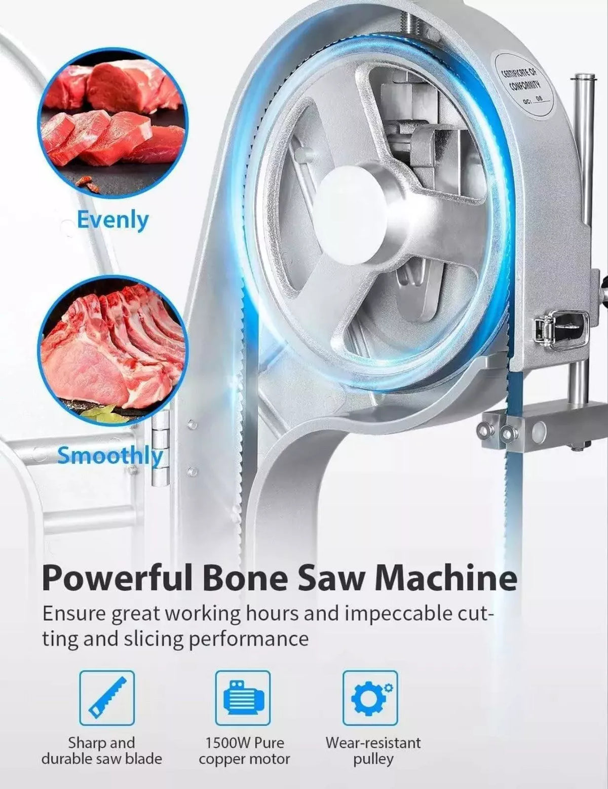 Commercial Large Meat Slicer Fish Cutting Meat Bone Saw Machine 1100W 220V