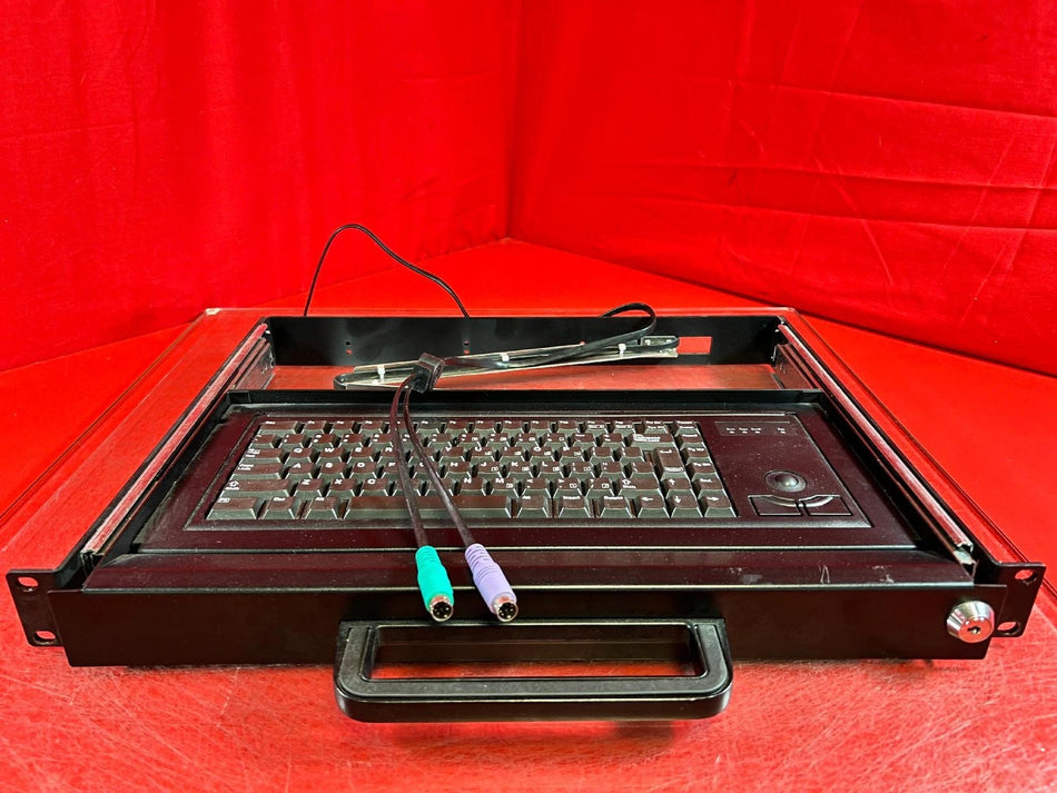 1U Rack Mount Keyboard Drawer with Cherry Keyboard & Trackball - US-BLK