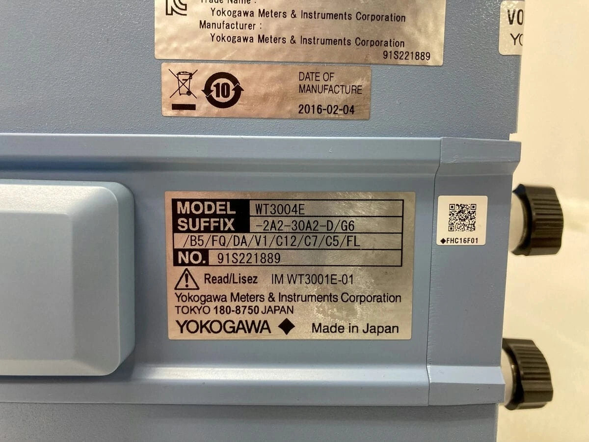 YOKOGAWA WT3000E WT3004E-2A2-30A2-D/G6/B5/FQ/DA/V Precision Power Analyzers