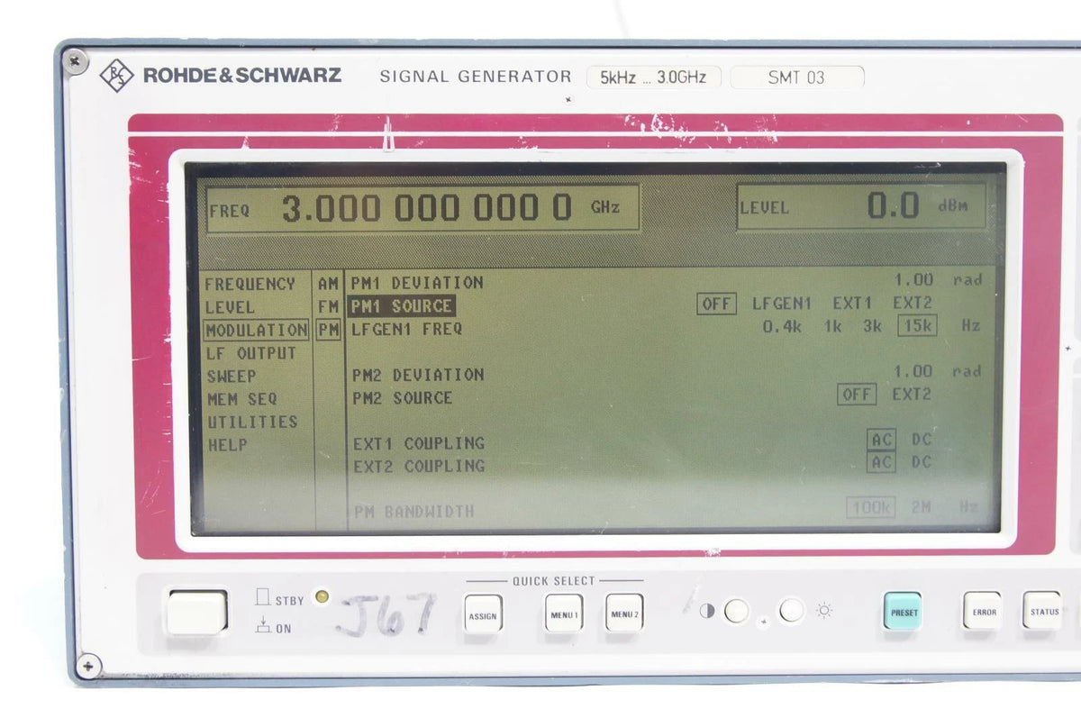 Rohde & Schwarz SMT03 Signal Generator 5 kHz to 3 GHz with Options B1 B19