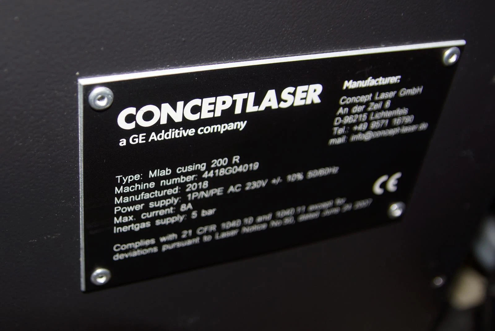 Concept Laser Machines Mlab cusing 200R Steel Metal 3D Printer