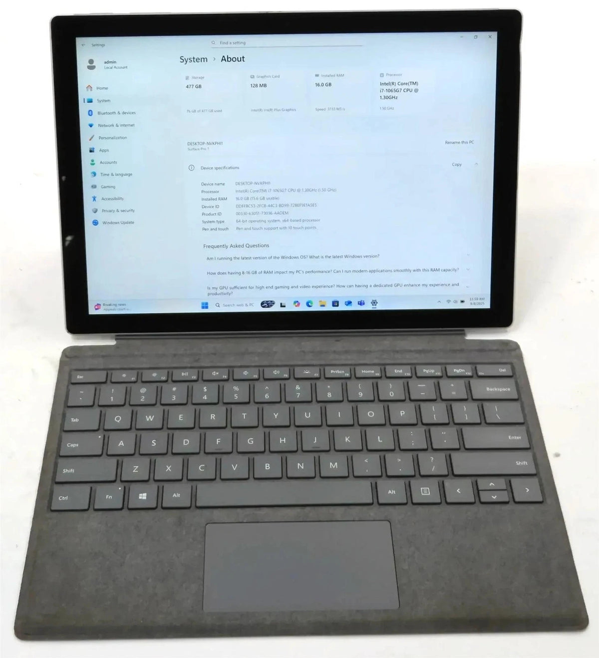 Microsoft Surface Pro 7 1866 Core i7-1065G7 1.30GHz 16GB 512GB Win 11 Pro