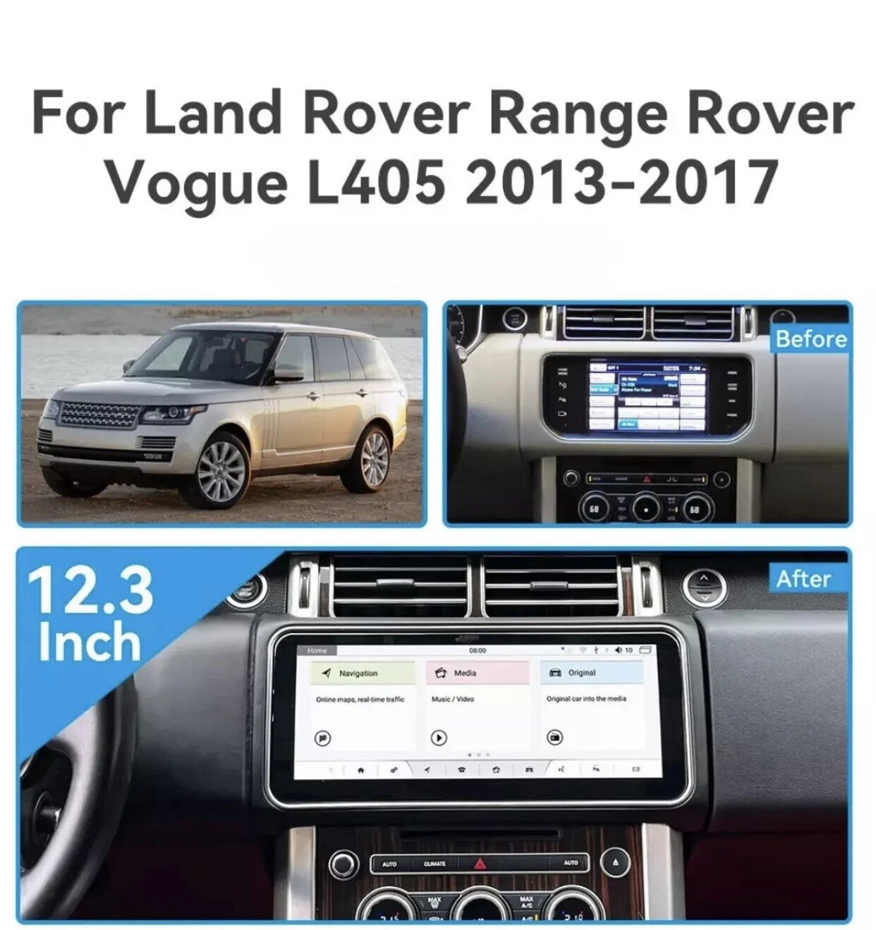 12.3" For Land Rover Range Rover Vogue L405 2013-2017 Android Car Radio Stereo