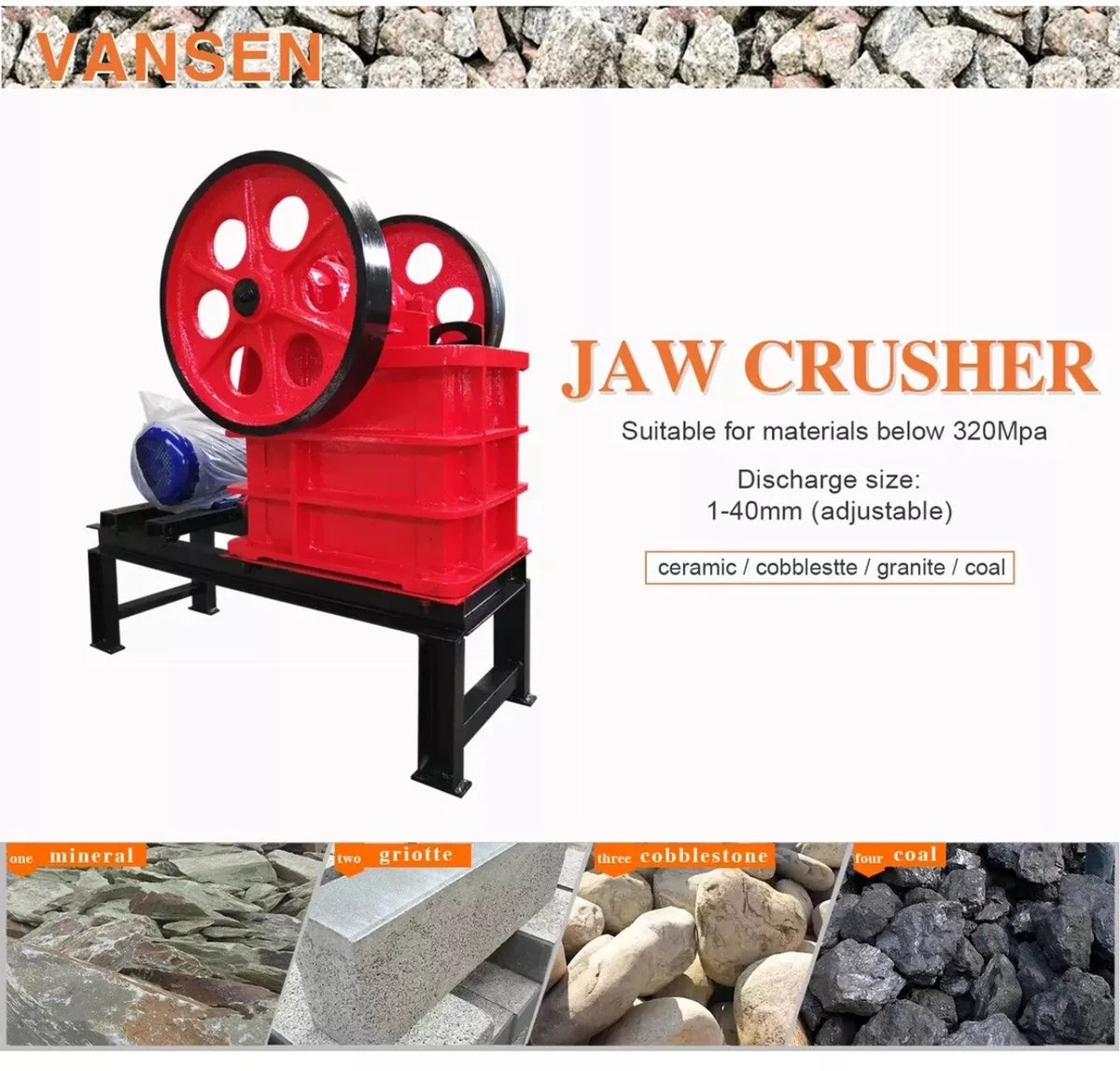 Mini Stone Crushing Mobile Jaw Crusher Machine with Base Frame
