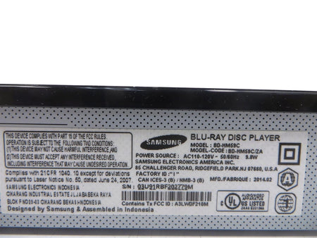 Samsung BD-HM59C Receiver 3D Blu-ray DVD Player - HDMI - Receiver Only