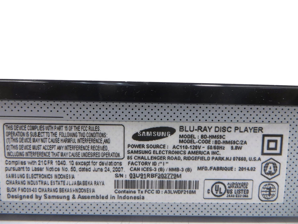 Samsung BD-HM59C Receiver 3D Blu-ray DVD Player - HDMI - Receiver Only