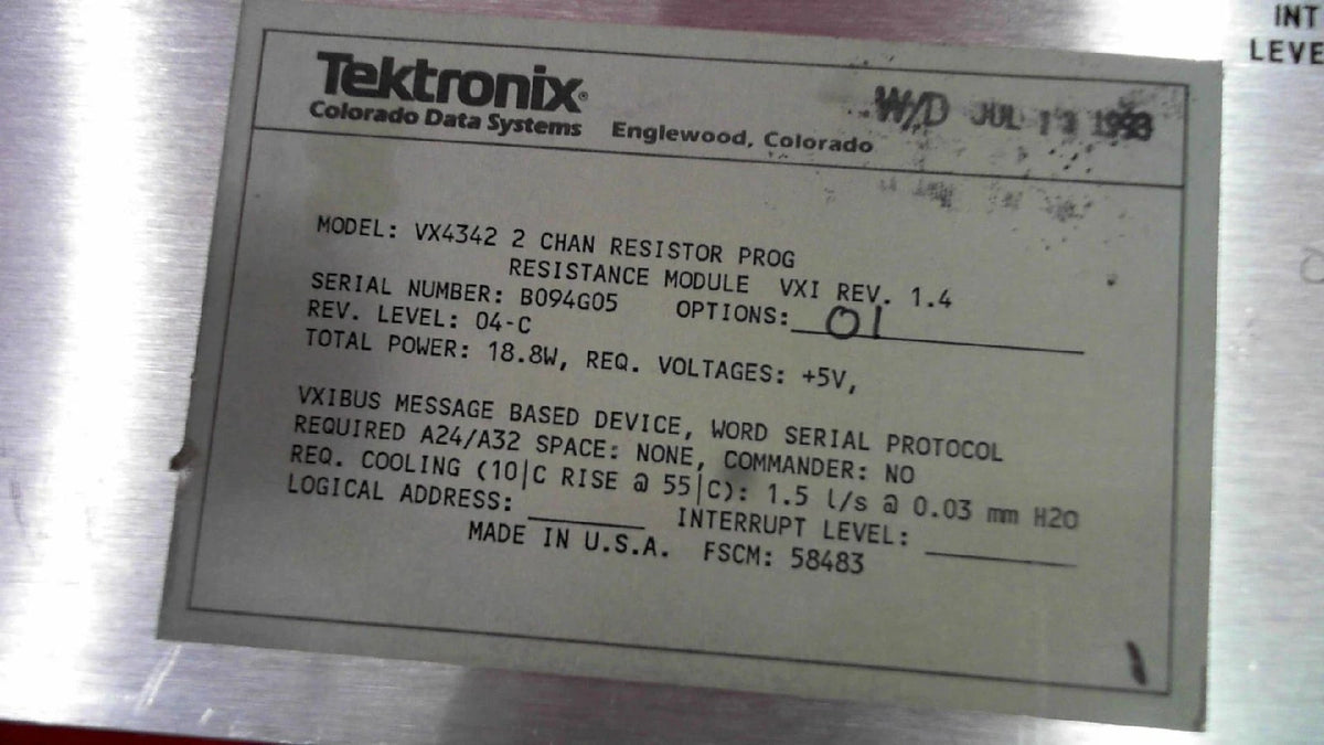 Tektronix VX4342 Dual Channel Resistance Module B094G05
