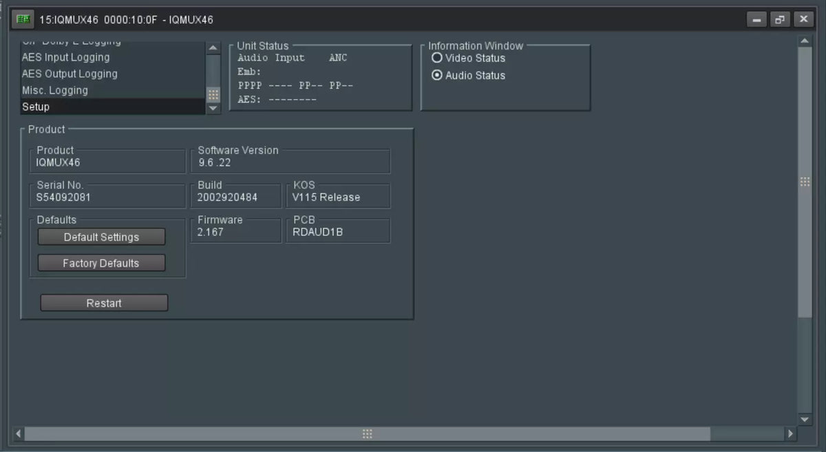 SNELL IQMUX46 HD SD-SDI 10 Channel Remultiplexer with Dolby E Handling