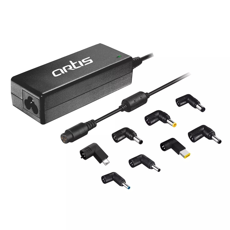 Artis 65W Universal Laptop Adapter with 8 Tips and USB-C for Dell, HP, Lenovo & More