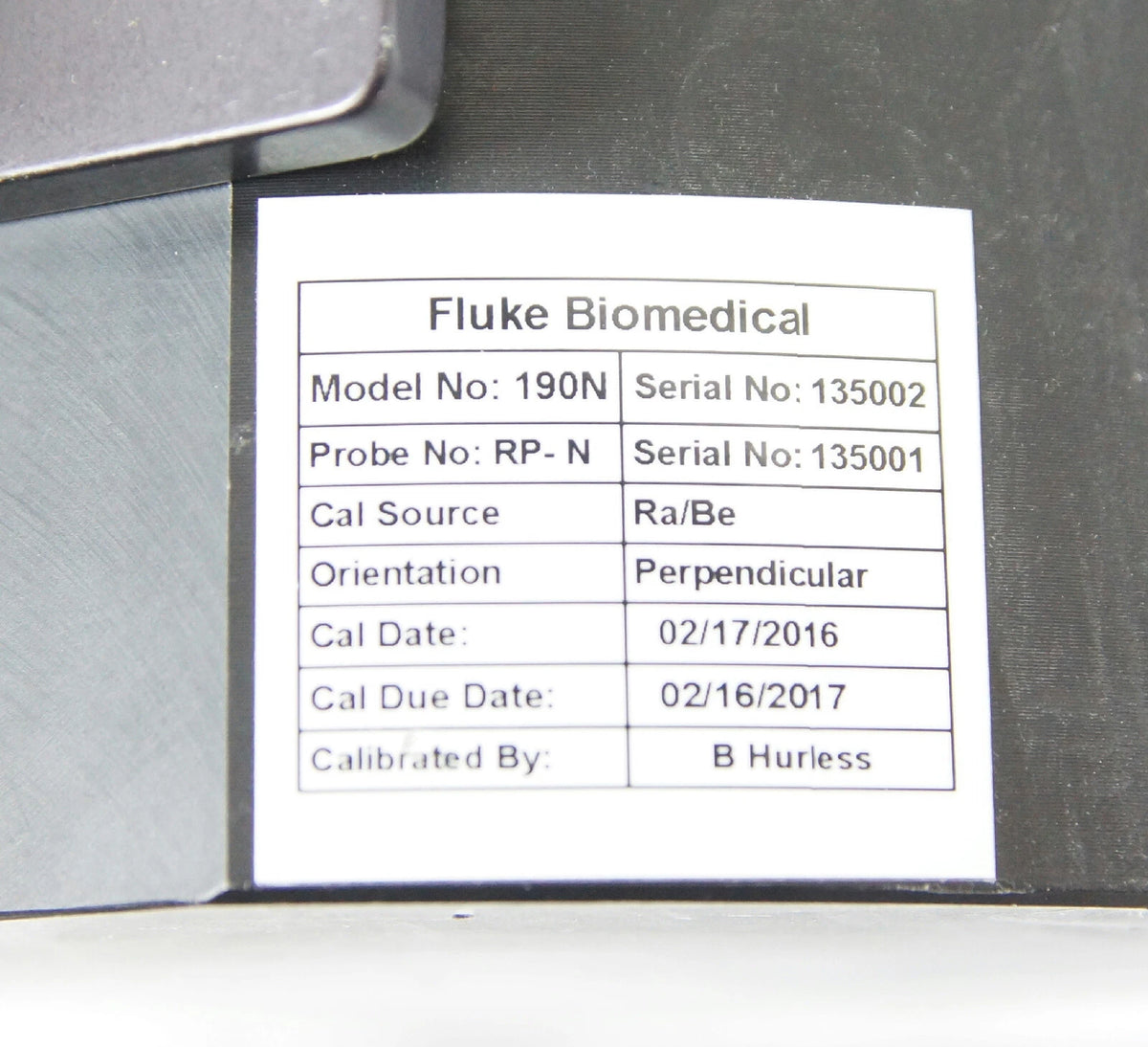 Fluke Biomedical Model RP-N Detector Assembly for 190N Neutron Survey Meter