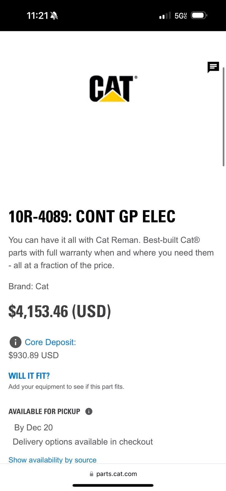 CAT 10R-4089 Control GP (New)