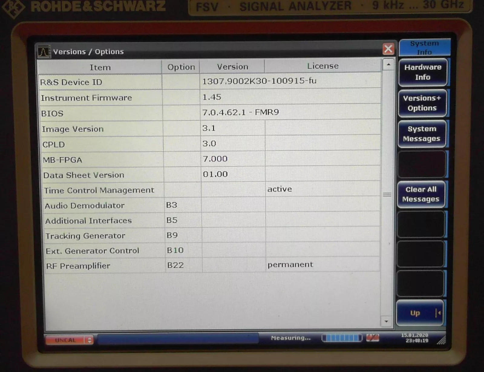 R&S FSV30-B22-B10-B3-B5-B9 100915 9kHz-30GHz Spectrum Analyzer