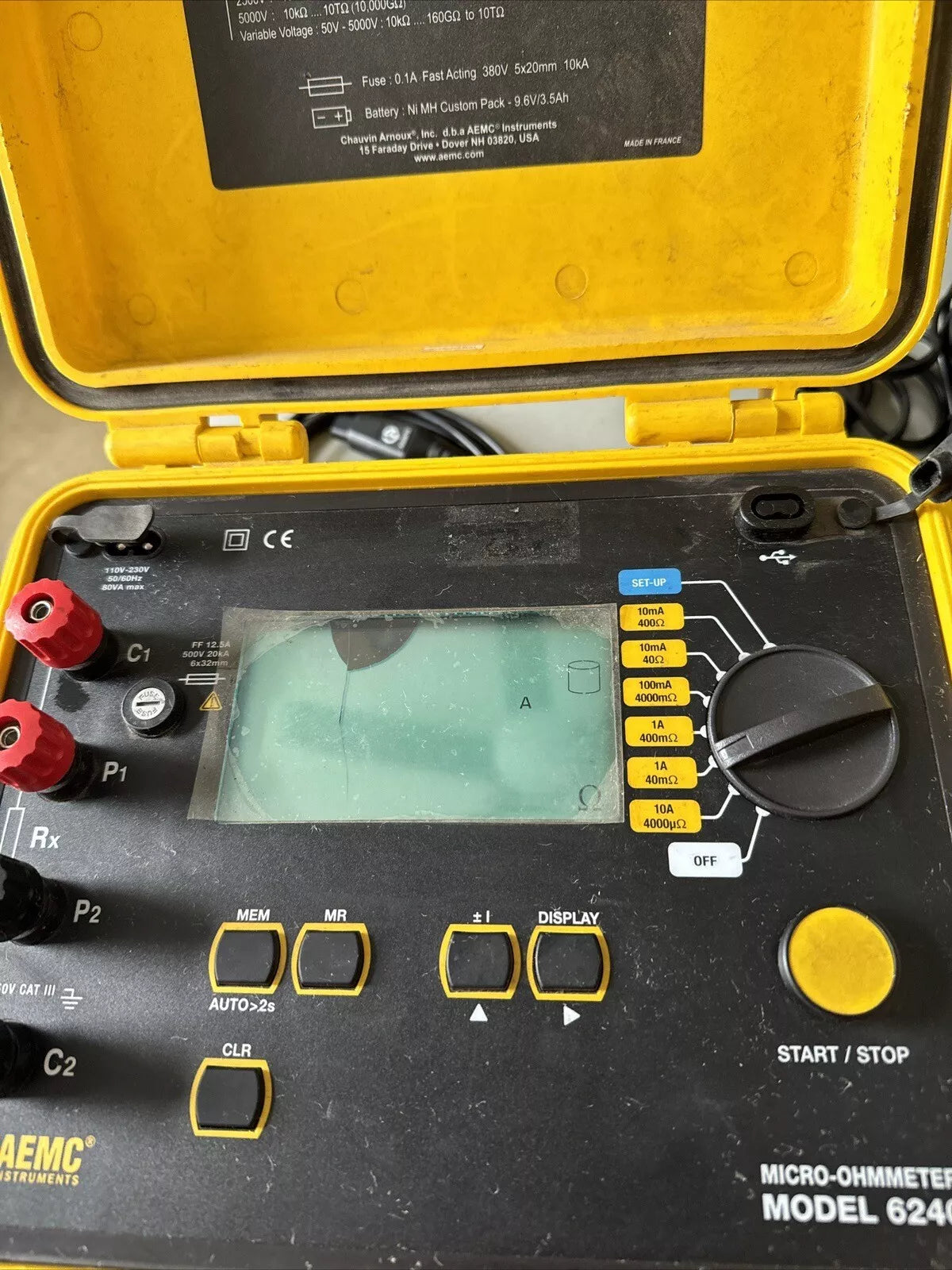 AEMC Instruments Model 6240 Micro-Ohmmeter 110V-230V 50/60Hz 80VA