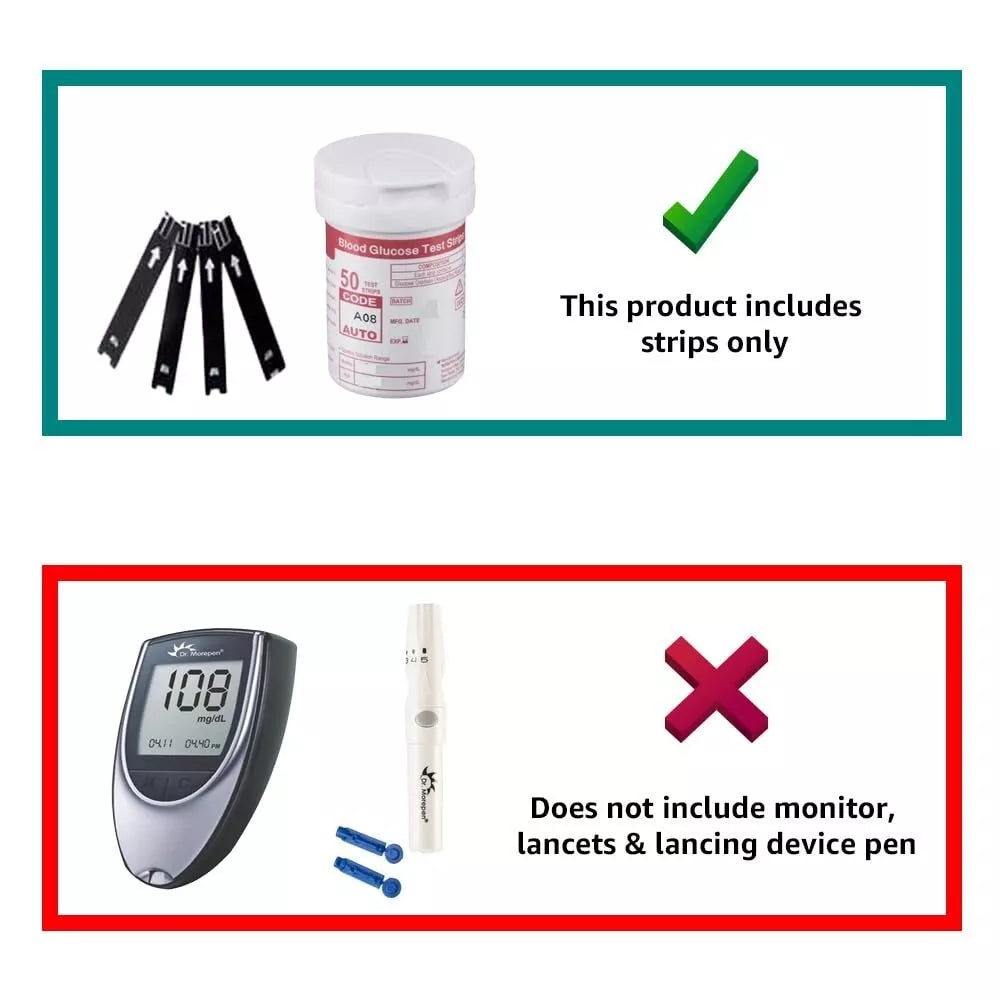 Dr. Morepen BG-03 Blood Sugar Glucose Monitoring 50 Test Strips Black BG 03