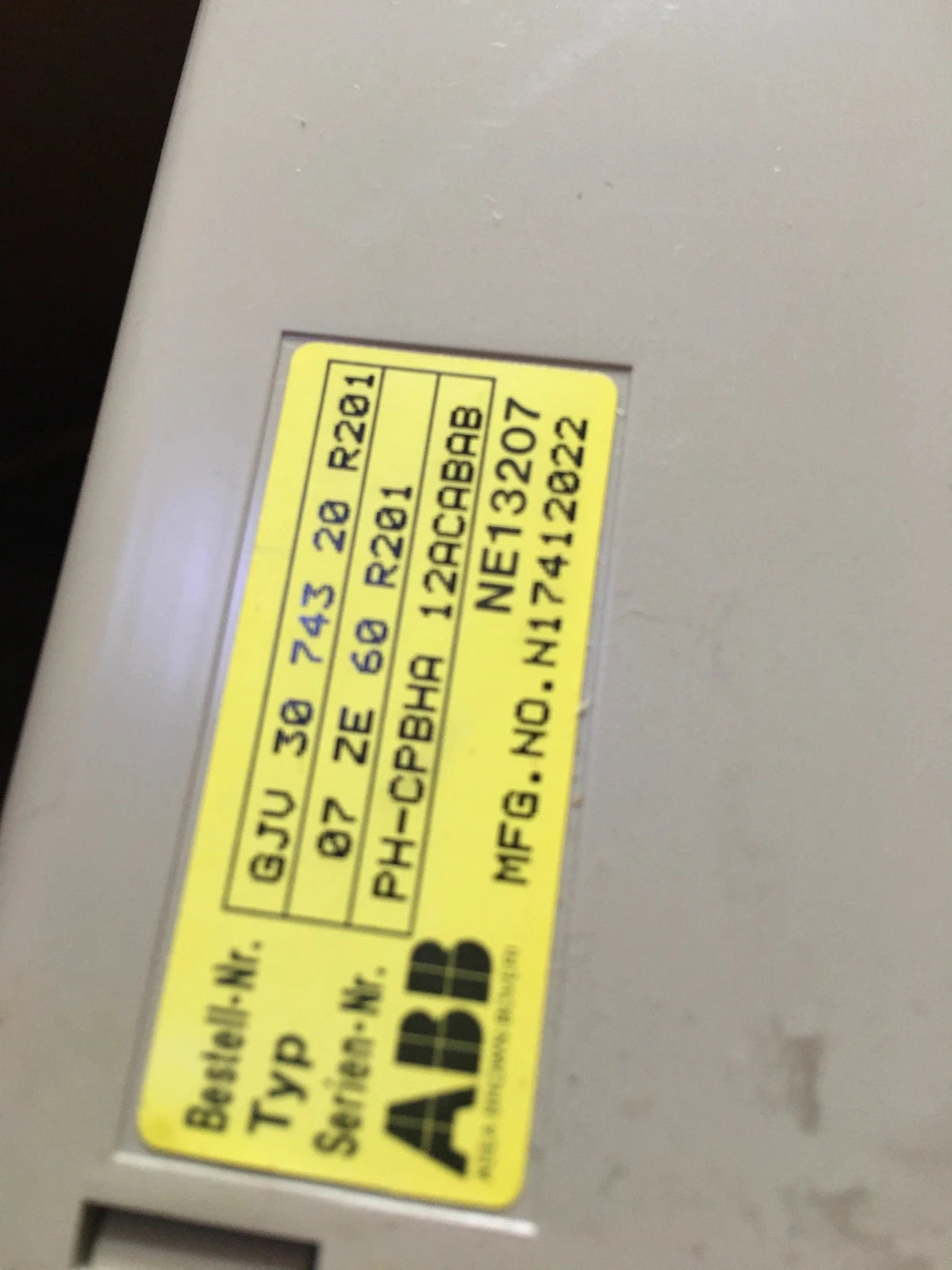 ABB CPU 07 ZE 60 R201 Order No: GJV 30 743 20 R201 Geb/07ZE6 - Product Details