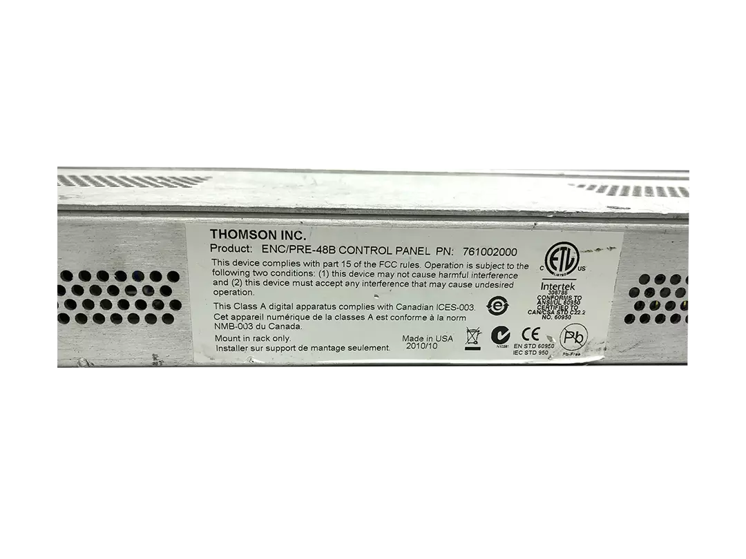 Grass Valley ENC/PRE-48b Encore Prelude Control Panel PN:761002000