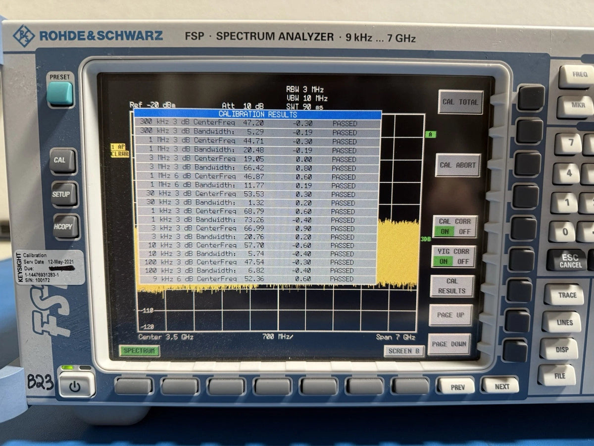 R&S FSP7 FSP-K90 FSP-B4 Spectrum Analyzer 9KHz to 7GHz