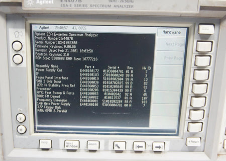 HP Agilent E4407B 9kHz - 26.5GHz Spectrum Analyzer Options AYZ 1DR 1D5 A4H AYX