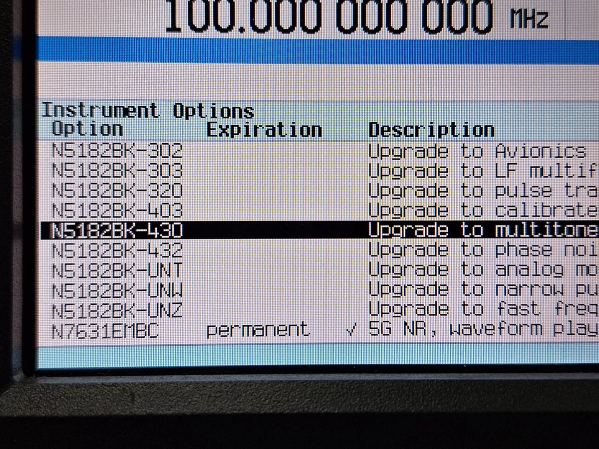 Keysight N5182B 6GHz Signal Generator with Multiple Options (Opt. 012, 099, 1EA, 506, 656, 657, 660)