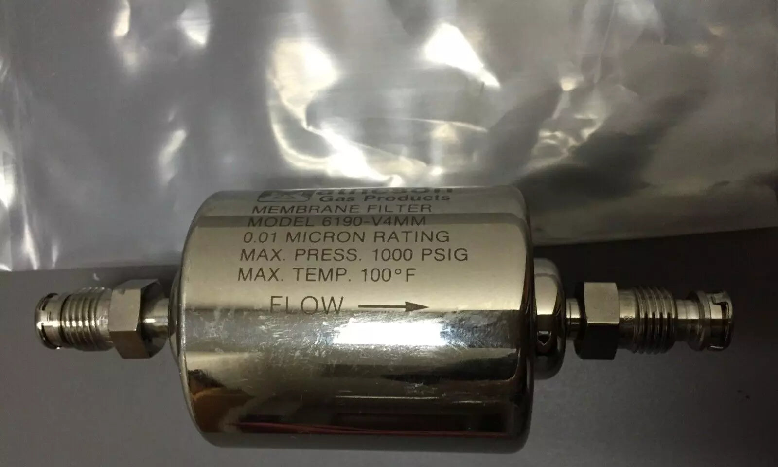 Matheson 6190-V4MM 1/4 Male VCR 0.01 Micron Rating 1000 psig 100°F Inline Gas