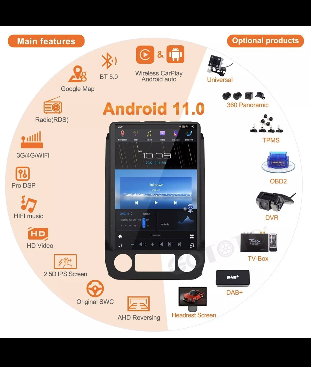 Ford F150 2015-2021 Android Car Radio Tesla Screen 2Din Stereo Receiver