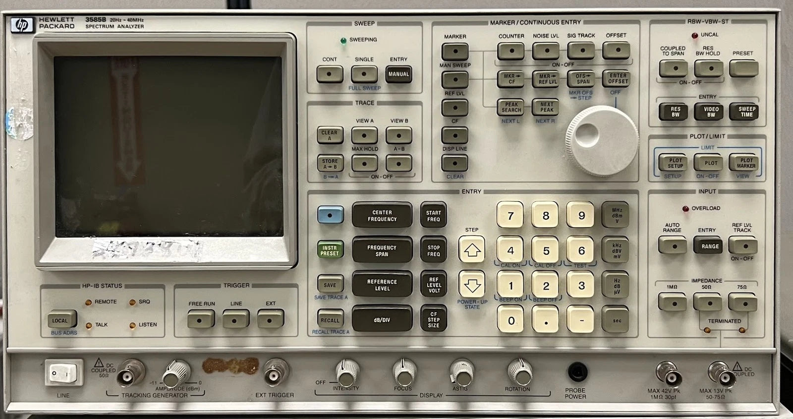 Agilent Keysight 3585B Spectrum Analyzer 20Hz to 40MHz SN 3008A01177