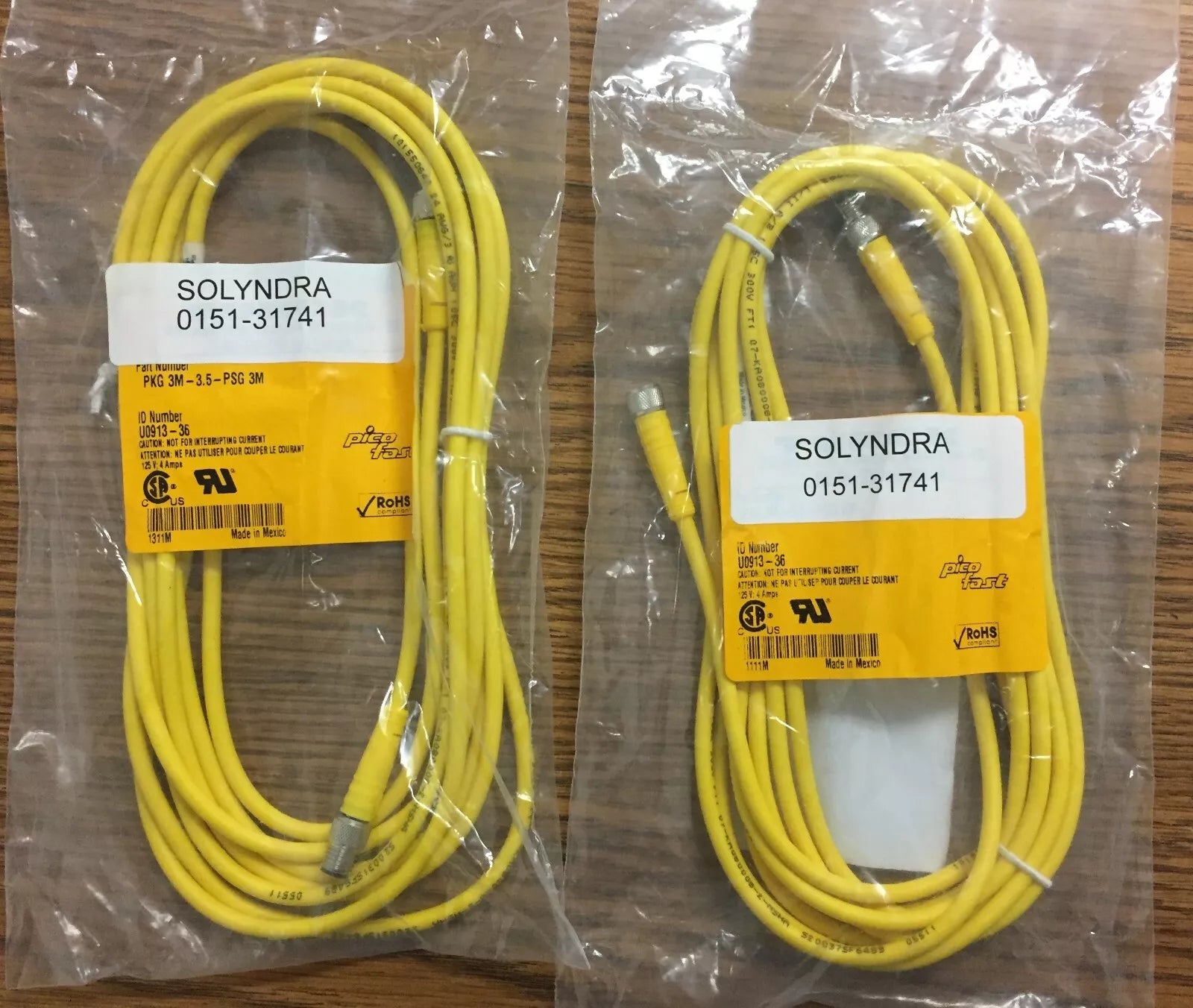 Turck PKG 3M-3.5-PSG 3M M8 Male to M8 Female 3 PIN PICOFAST Yellow 3.5 M