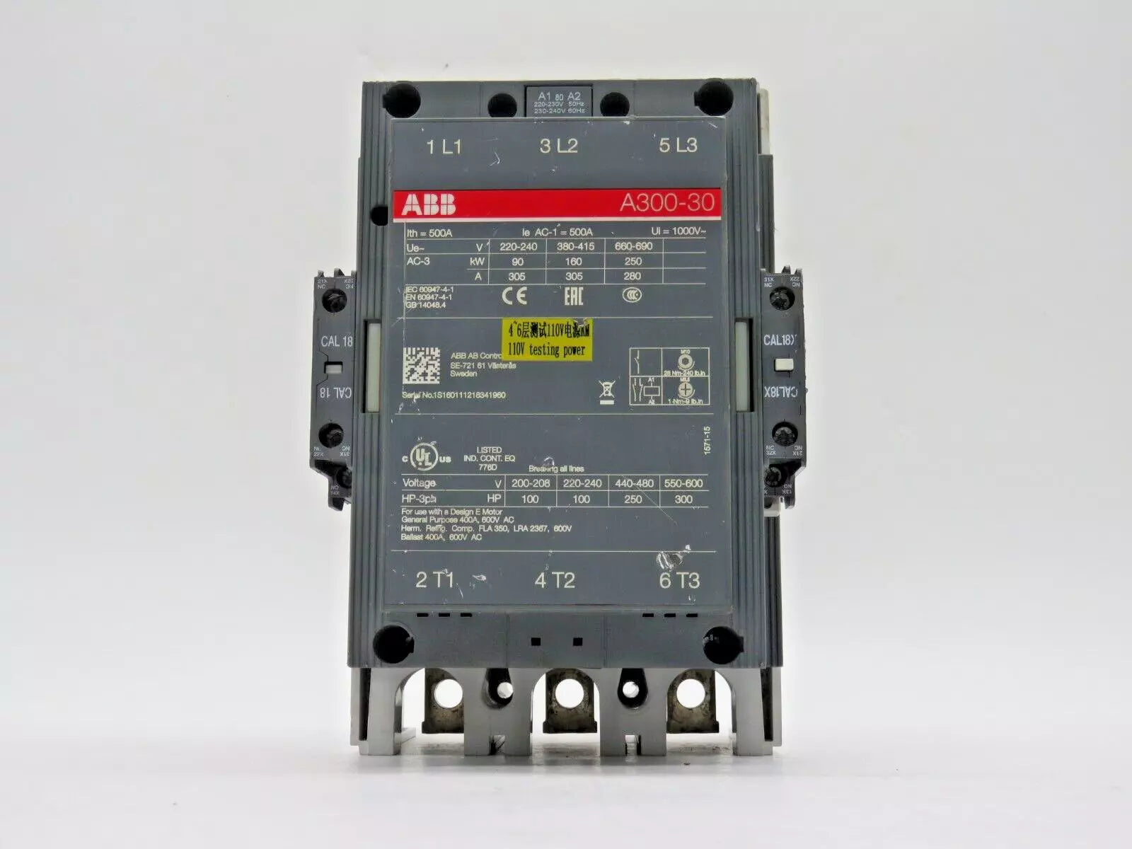 ABB A300-30 Power Contactor 230-240V Used Condition