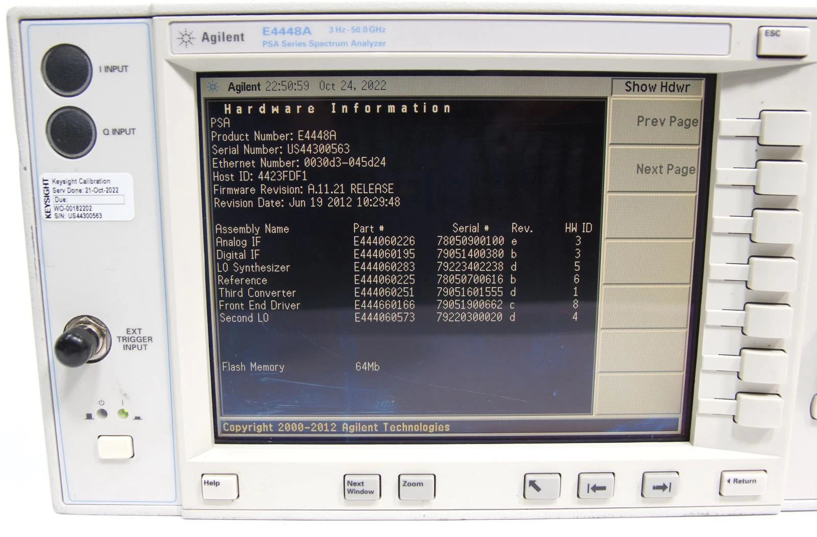 Agilent Keysight E4448A 3Hz - 50GHz PSA Series Spectrum Analyzer CALIBRATED