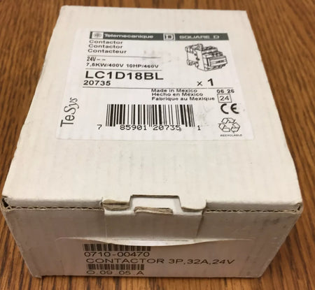 Schneider Telemecanique LC1D18BL 3P Contactor DIN Rail 32A 460V 24V