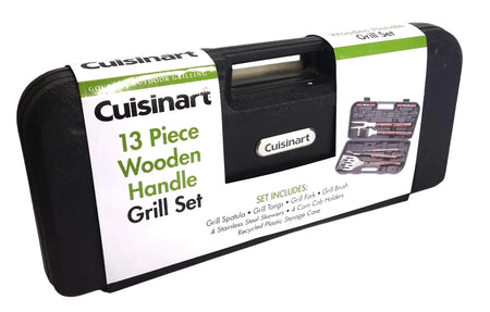 Cuisinart 13 Piece Wooden Handle Grill Utensil Set Tongs Accessories