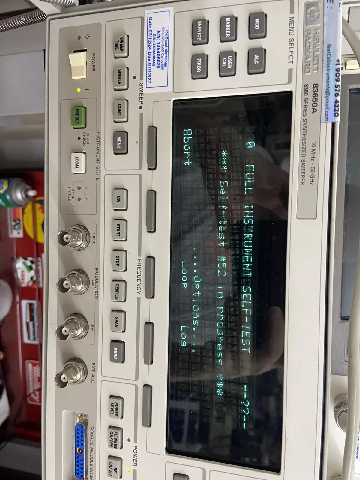 83650A OPT 8 1 Hz Res, Calibrated! 10MHz-50GHz Internal Pulse/Ext AM/FM