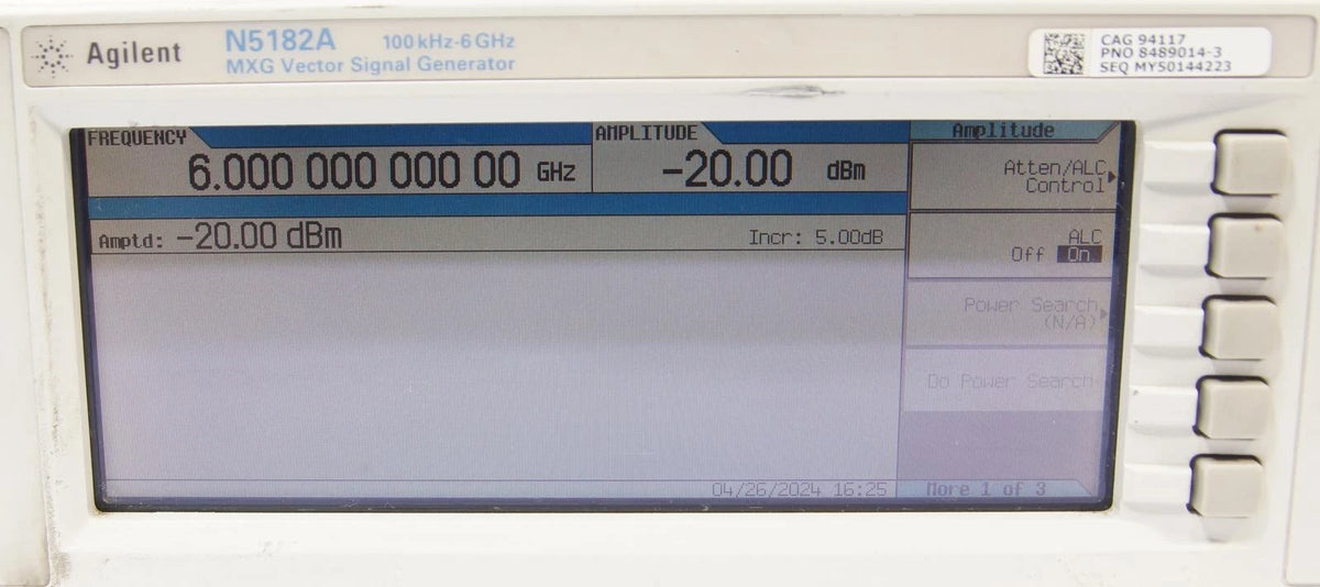 Agilent N5182A 6GHz MXG RF Vector Signal Generator OPT 006 019 099 1EM UNT UNW
