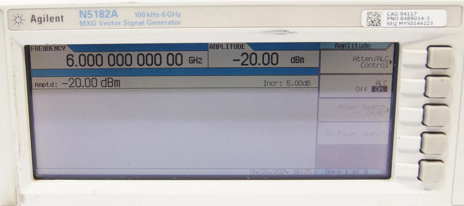 Agilent N5182A 6GHz MXG RF Vector Signal Generator OPT 006 019 099 1EM UNT UNW