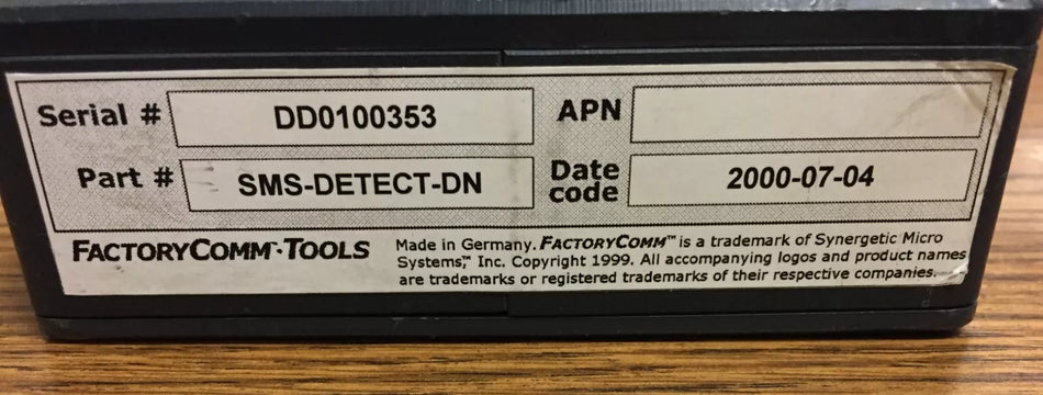 DeviceNet Detective SMS-DETECT-ON P/N: SMS-DETECT-ON by FacturyComm.Tool