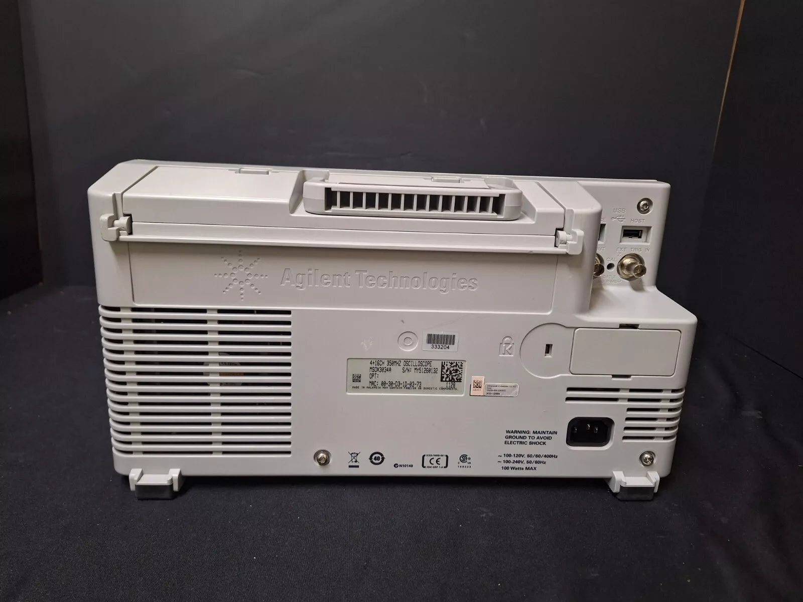 Agilent MSOX3034A 350MHz 4+16CH 4GSa/s Mixed Signal Oscilloscope (0132)
