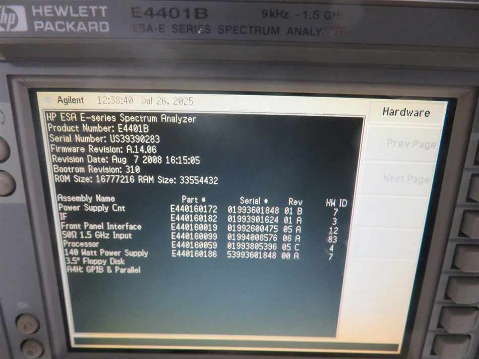 HP E4401B Spectrum Analyzer 9 kHz-1.5 GHz - Free Shipping