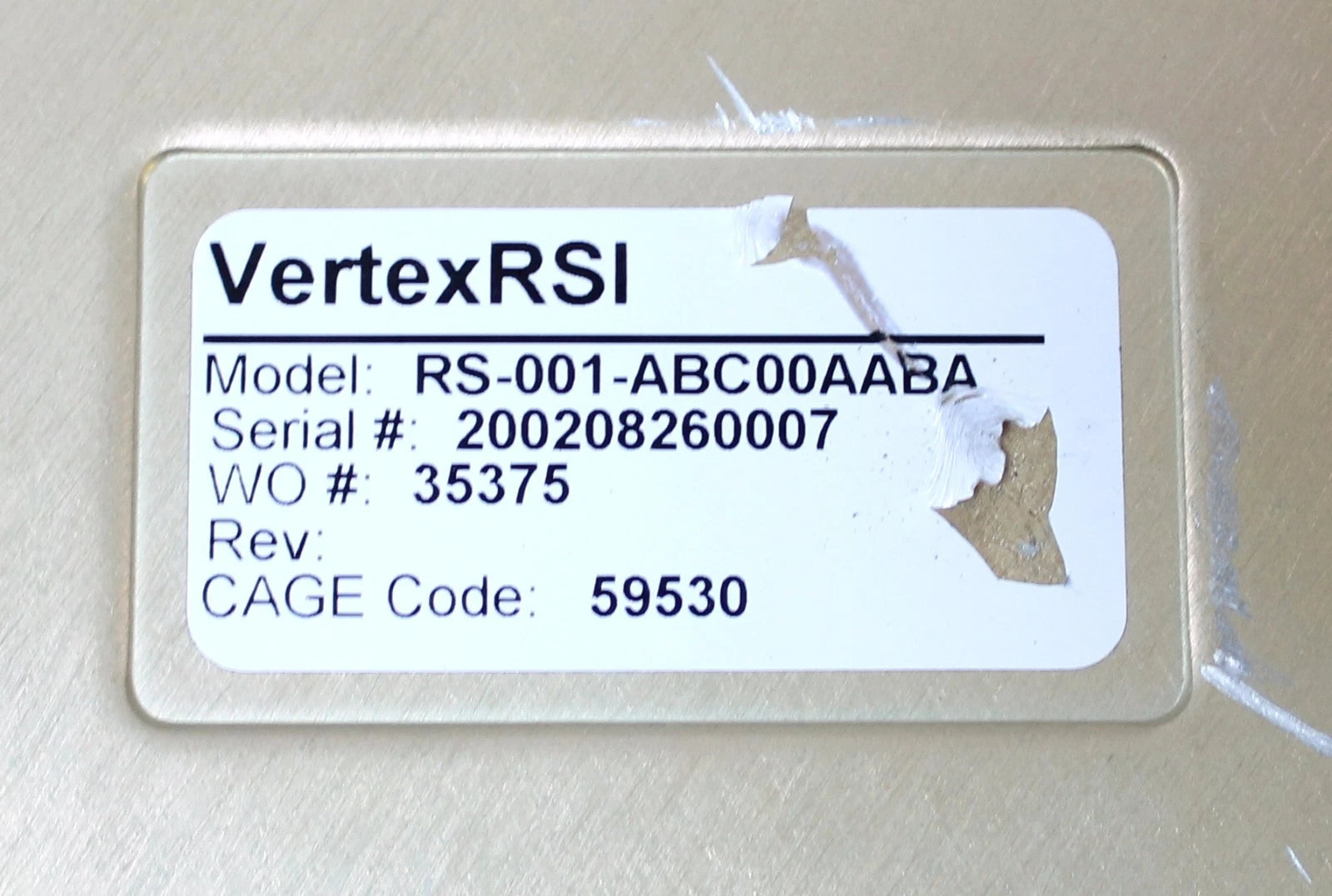 VertexRSI General Dynamics RS-001 1:1 SWITCH RS-001-ABC00AABA