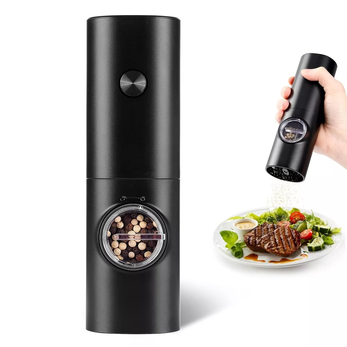 Electric Pepper Grinder & Salt Mill - Battery-Powered Automatic Ceramic Grinder